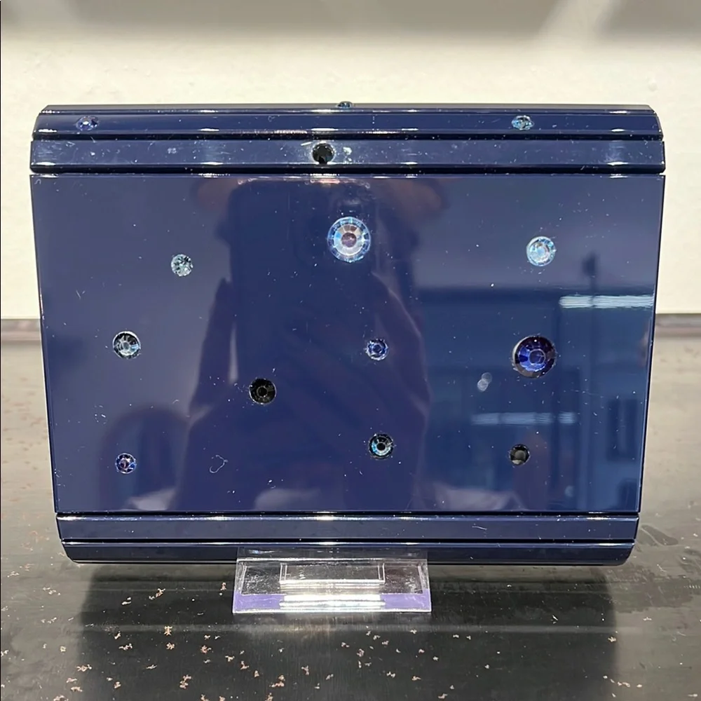 Jimmy Choo CANDY Navy Blue Clutch with Crystal Details - Picture 2 of 6